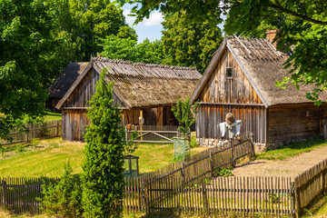 Thatched cottage in open-air museum, Wdzydze Kiszewskie, Poland.