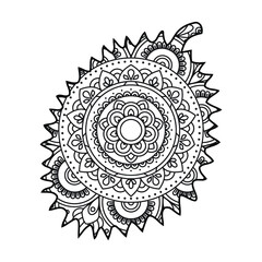 Mandala Jackfruit Coloring Page For Kids