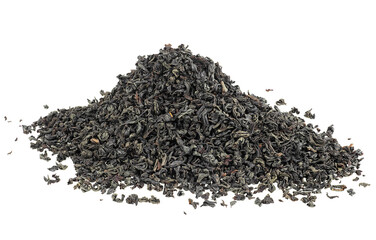 Pile of mixed black and green tea isolated on a white background