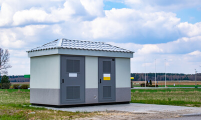 transformer station. mains transformer chamber building