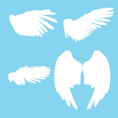 White wings isolated on the blue background.