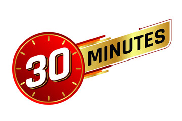 30 minutes isolated on white background. Time concept. Vector illustration.