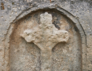 cross carved in low relief