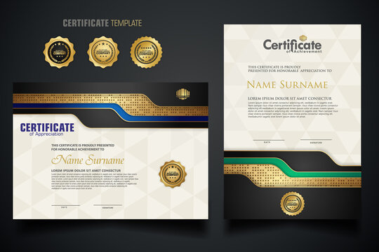 certificate template with Luxury realistic texture pattern,diploma and vector Luxury premium badges design. New Collections