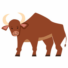Vector illustration of a bull in a flat style, isolated on a white background.