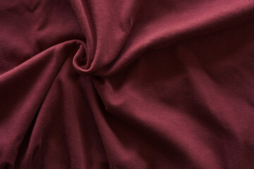 closeup texture of red wine color cotton fabric
