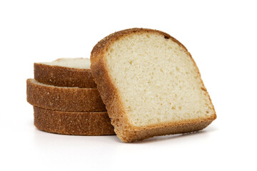 slices of fresh grain bread on white background