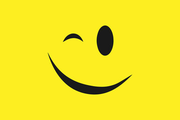 Smiling face on a yellow background. Vector illustration