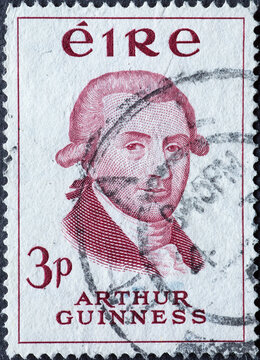 Ireland - Circa 1959: A Postage Stamp From Ireland, Showing The Portrait Of Irish Brewer Arthur Guinness