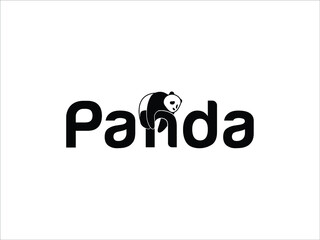 Panda sleep logo black and white
