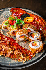 fish sushi roll in plate