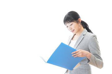 Business woman with smile wearing a suit