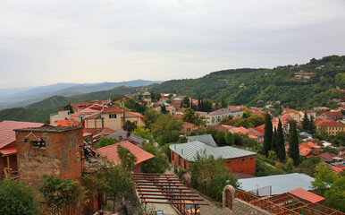 Fototapeta na wymiar Panorama of the city of Signagi in Kakheti, Georgia 
