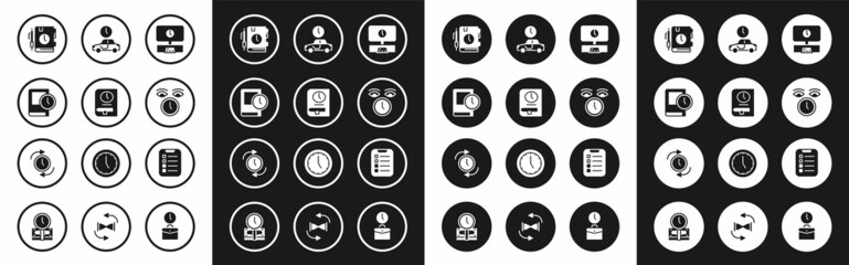 Set Smart Tv time, Time for book, Daily paper notepad, Clock, to travel, To do list planning and with arrow icon. Vector