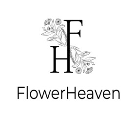 Floral logo. Hand drawn vector illustration.