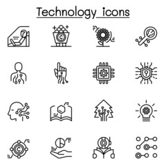 Technology icon set in thin line style