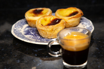 Coffee with Typical Portuguese custard pies - 