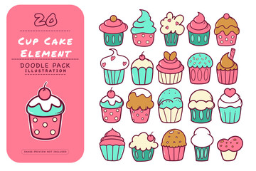 Cup Cake Doodle Illustration