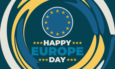 Europe Day is a day celebrating "peace and unity in Europe" celebrated on 5 May by the Council of Europe and on 9 May by the European Union. Poster, card, banner, background design. 