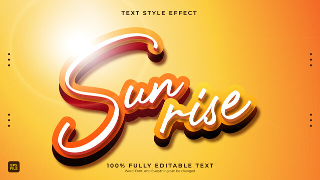 Elegant sunrise text effect text effect vector editable Premium Vector