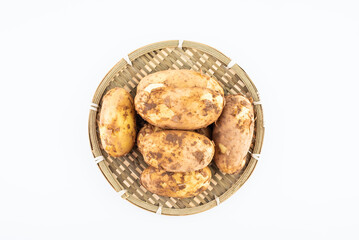 Fresh red mashed potatoes on white background