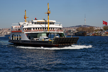 Fototapeta premium The ferry in Istanbul, Bosphorus transport.
