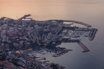 Kaslik and Jounieh coastal cities seen from Harissa town in Lebanon