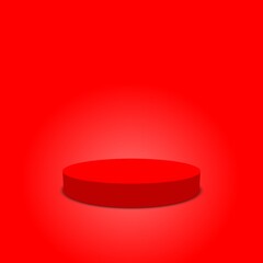 product presentation background. 3d round podium royal high red empty background for product presentation.