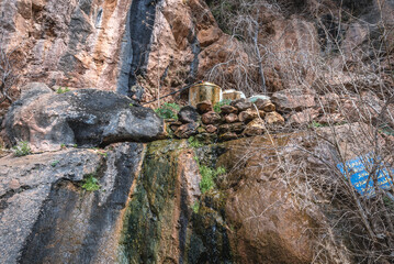 Water supply system in Our Lady of Hawqa hermitage in Kadisha Valley, Lebanon