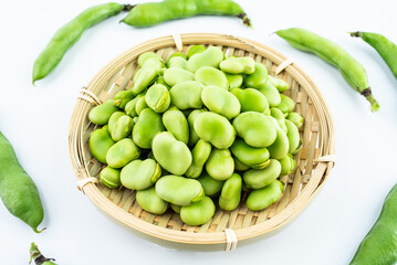 A plate of shelled fresh broad beans