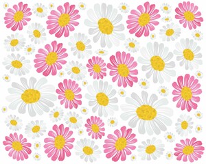 Symbol of Love, Background of Pink and White Daisy or Gerbera Flowers in A Green Garden for Home and Building Decoration.
