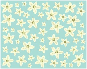 Beautiful Flower, Illustration Background of White Tuberose Flowers or Night Blooming Jasmine with Green Leaves.
