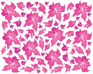 Beautiful Flower, Illustration Background of Pink Desert Rose Flowers or Pink Bignonia Flowers with Green Leaves.
