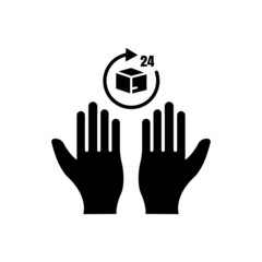 Hand icon with box. delivery. solid icon style. suitable for packaging icon. simple design editable. Design template vector