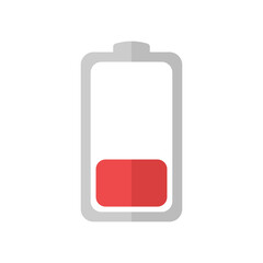 Low battery charge flat vector icon