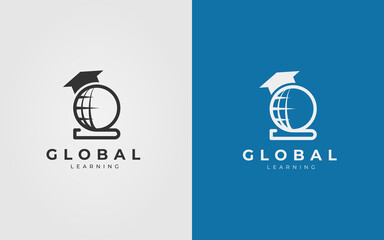 Global Learning Logo Design With Book And Hat