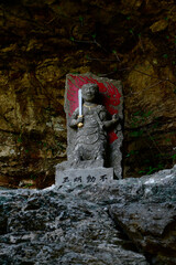 不動明王像｜Buddhist stone statue in the mountains of Asia