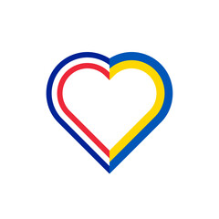 unity concept. heart ribbon icon of  france and ukraine flags. vector illustration isolated on white background	
