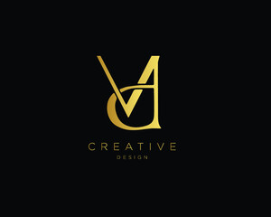 Creative Minimal Letter VD DV Logo Design | Unique DV VD Monogram - obrazy, fototapety, plakaty