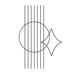 Abstract striped line logo. Geometric shape. Boho emblem. Bohemian badge. Editable stroke. Isolated vector illustration