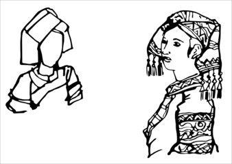 hill tribe lady in beautiful dress.