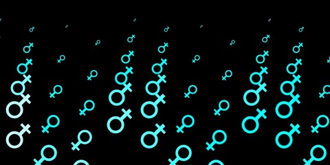 Dark Green vector pattern with feminism elements.