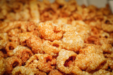 Crispy Pork Skin,Crispy Pork Skin,Chicharron - Deep-fried pork, crispy pork skin, Mexican dessert, traditional Thai food.