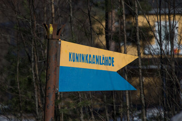 Fototapeta premium Finish Sign Ukaine Colours, support Ukraine Finland