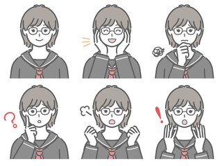 女子学生の色々な表情