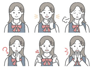 女子学生の色々な表情