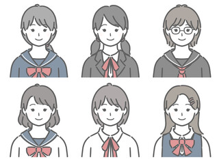 女子学生の上半身セット