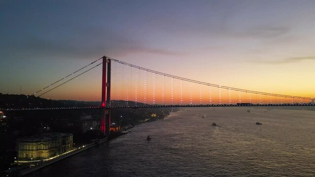 15 July Martyrs Bridge Drone Video, Uskudar Istanbul Turkey