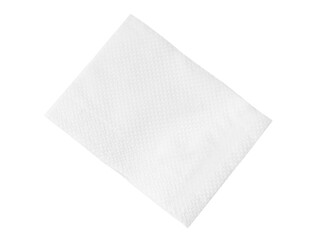 Top view of single folded white tissue paper or napkin isolated on white background with clipping path