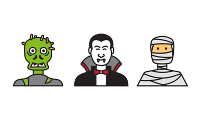 Set of Cute Halloween stickers illustration. Ghost mascot cartoon in vector design